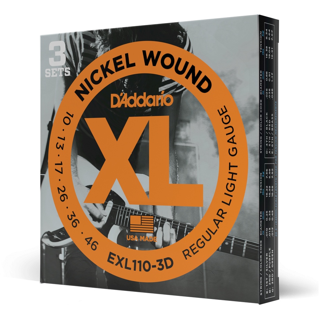 D'Addario EXL110-3D - Cordes Guitare Électrique [3 Jeux]