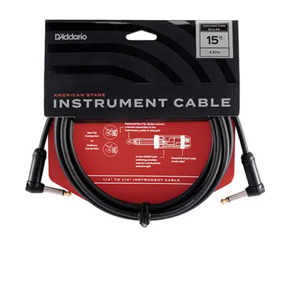 D'Addario American Stage, câble de guitare 4,6 m (15 pi), deux fiches coudées