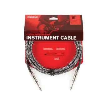 D'Addario Custom Series 10 ft Braided Instrument Cable, B&W Tweed