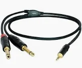 Digiflex HIN-1K-2P-10 - Câble Audio 1/8 TRS vers 2x 1/4 - 10 pieds