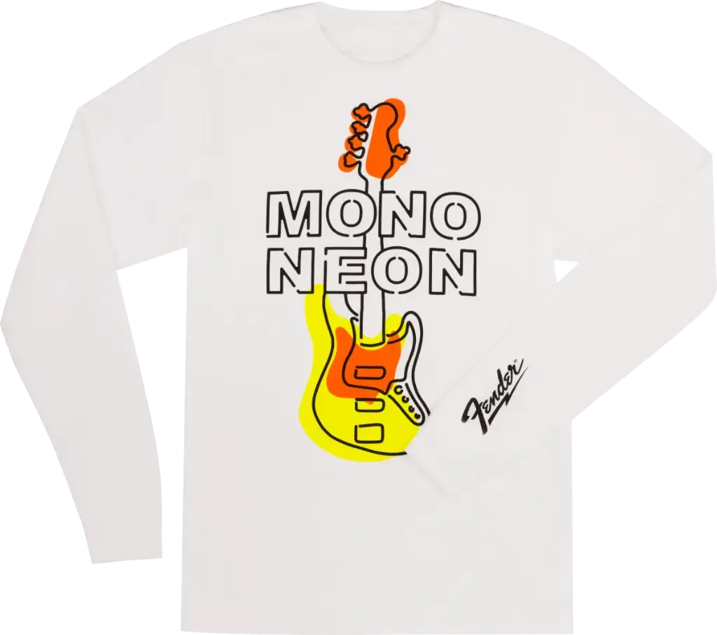 Fender Mono Neon Geo Bass - Chandail à Manches Longues Blanc L - Mode Musicien