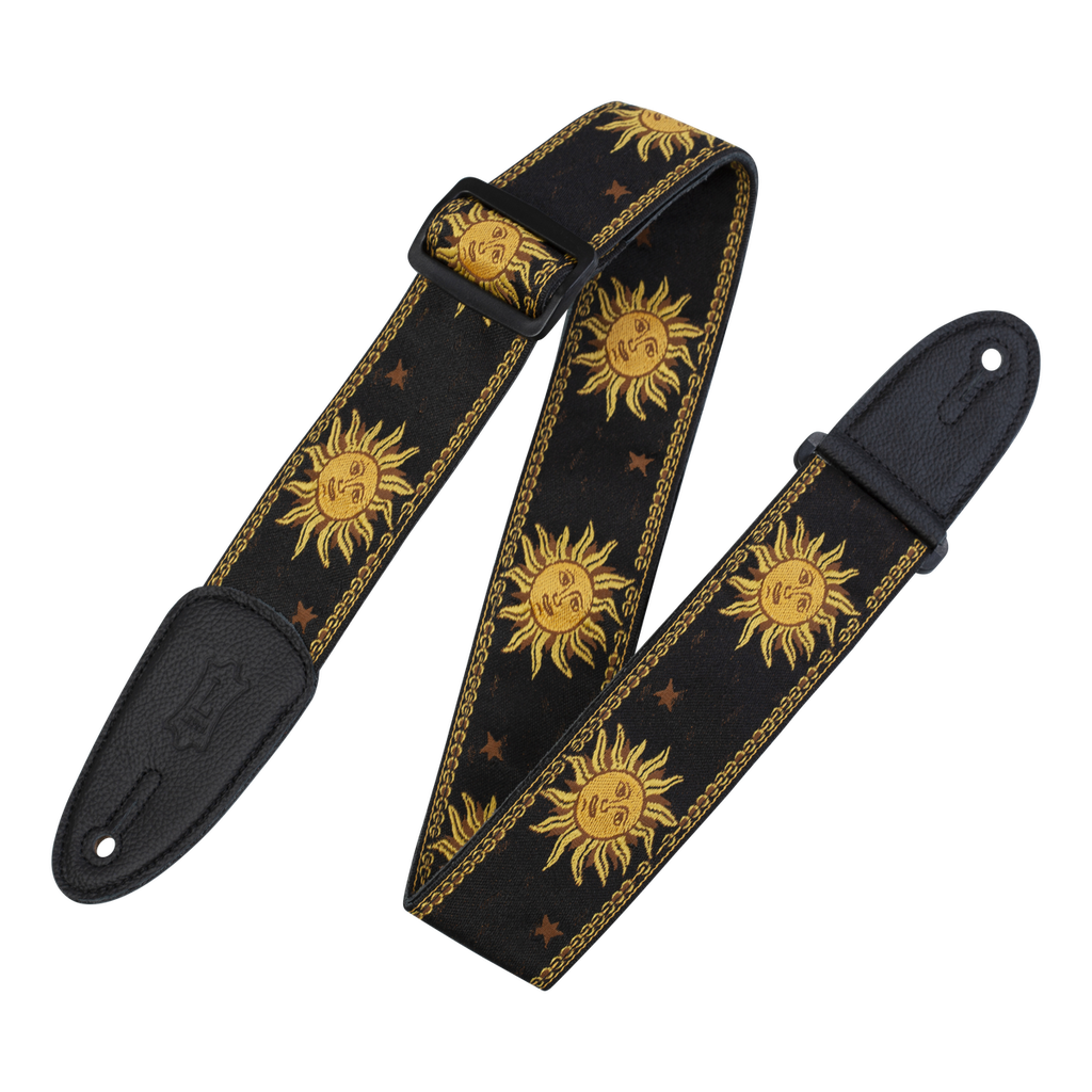 Levys LMPJG-SUN-BLK - Courroie Guitare 2" Imprimée Soleil