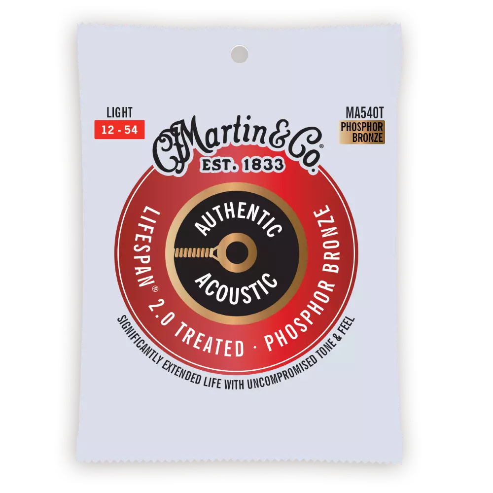 Martin MA540T - cordes de guitare Acoustic Lifespan 2.0 - 92/8 Bronze phosphoreux - Léger 12-54