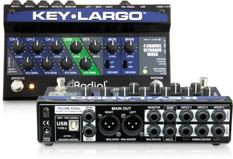 Radial Key-Largo Melangeur de clavier 3 entrées stereo USB