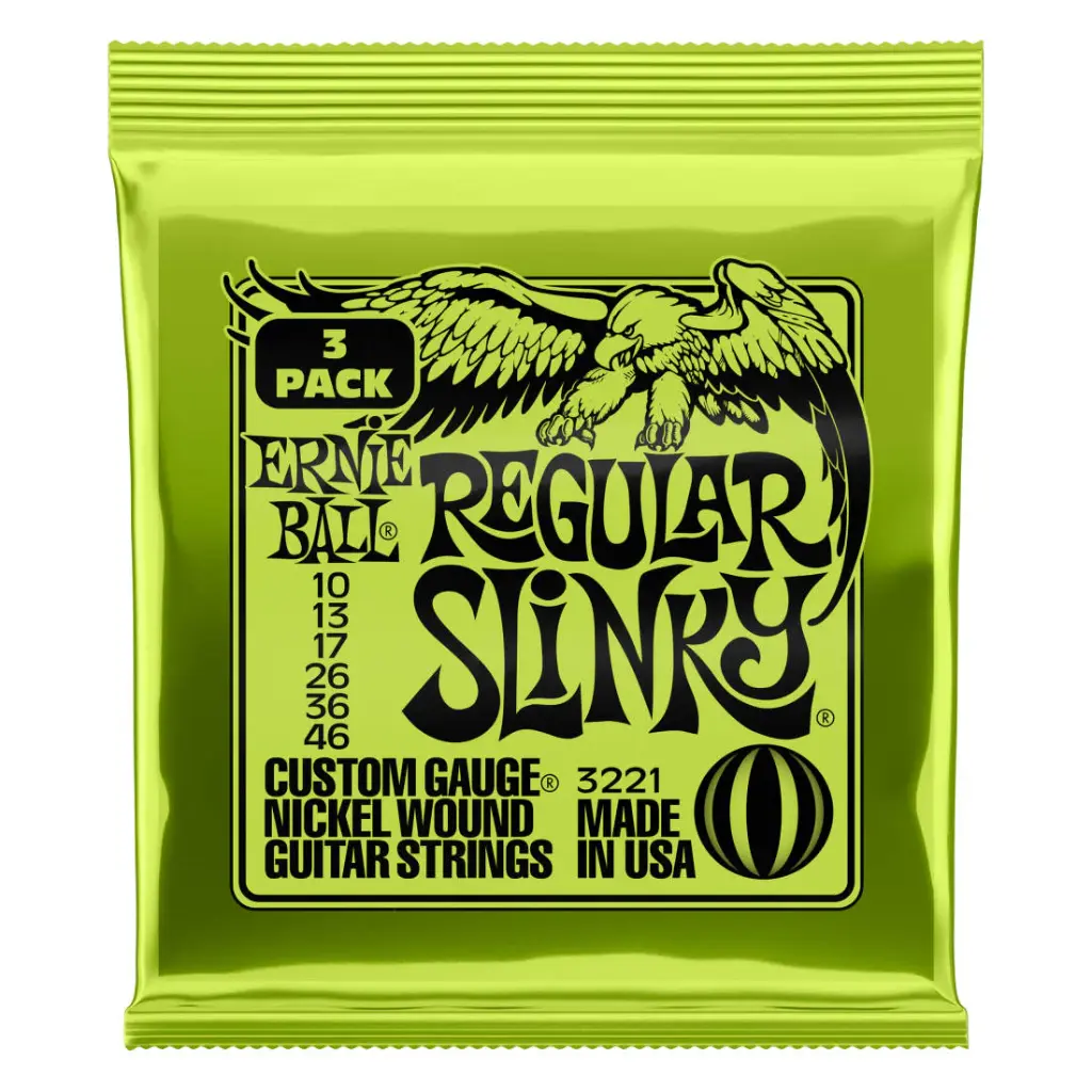 Ernie Ball EB-3221 - Paquet de 3 -Cordes Guitare Électrique Slinky 10-46