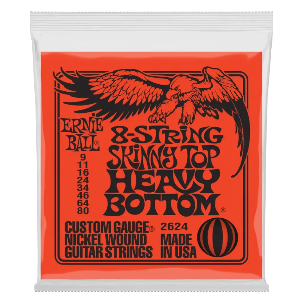Ernie Ball 2624EB - Cordes Guitare 8 Cordes Nickel Wound Slinky 9-80