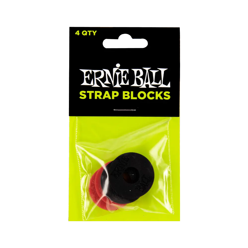 Ernie Ball Bloqueurs de sangles Paquet de 4-Noir/Rouge