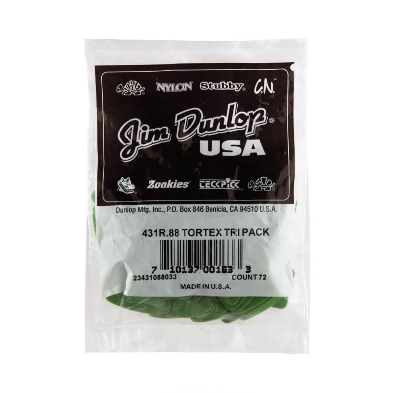 Dunlop Médiator de guitare triangulaire Tortex® vert de 0,88 mm (sac de 72) 