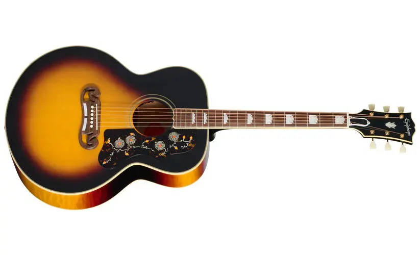 Epiphone Guitare acoustique-électrique SJ-200 reproduction 1957 (fini Sunburst rétro, étui rigide inclus)