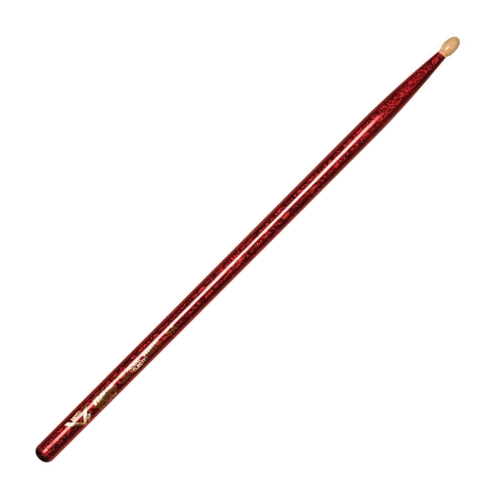 Vater Color Wrap Los Angeles 5A Drumsticks — Red Sparkle, Hickory, Wood Tip