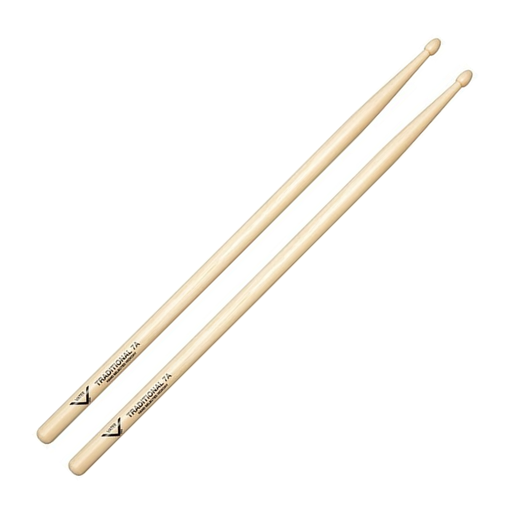 Vater American Hickory Traditional 7A — Baguettes de batterie en hickory, pointe en bois