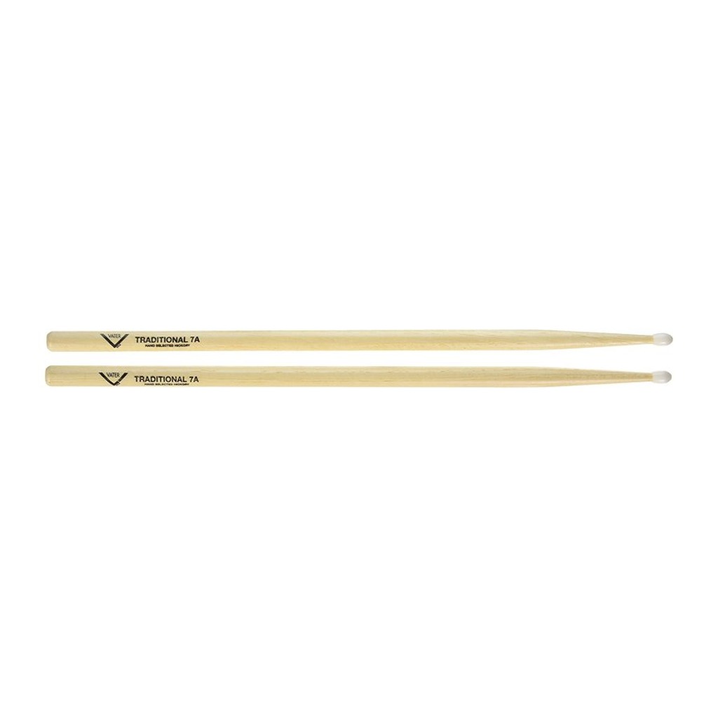 Vater Traditional 7A (baguettes de batterie en hickory, pointe en nylon)