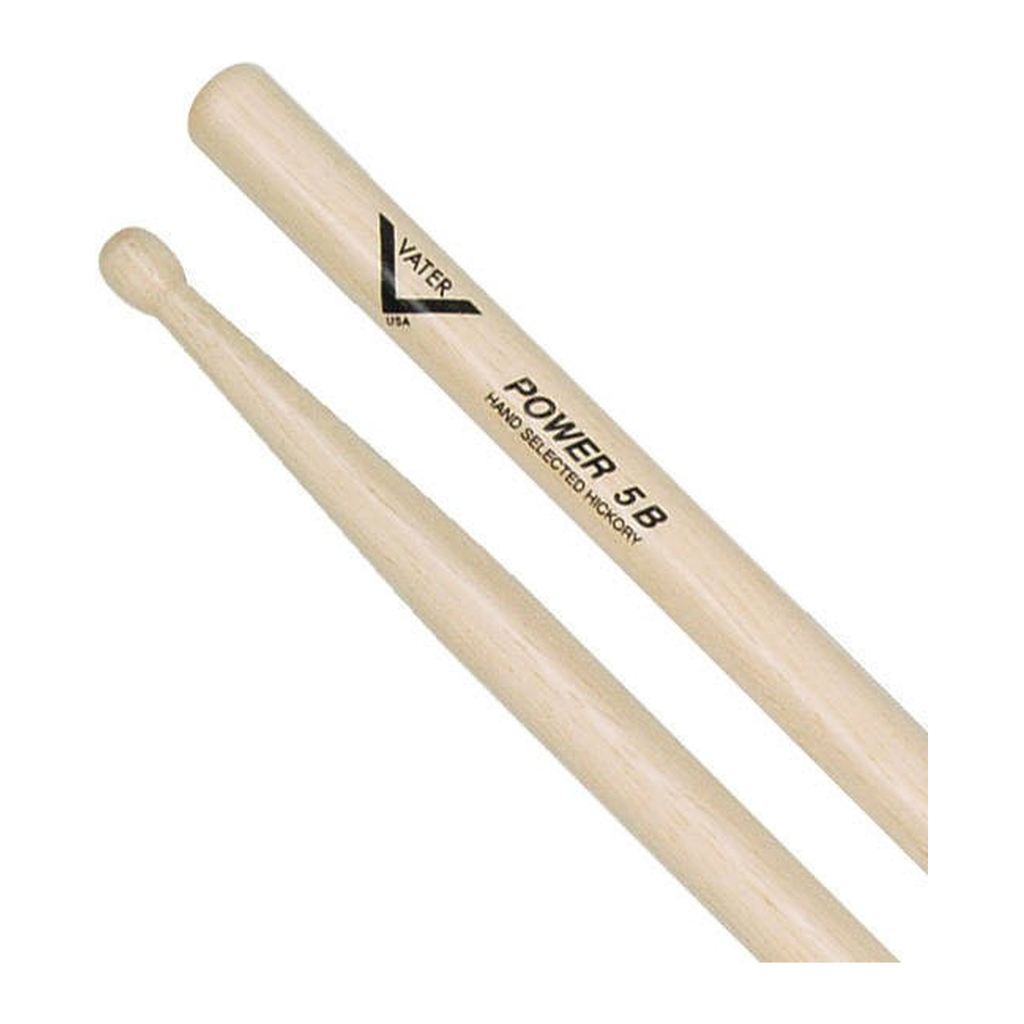 Vater American Hickory Power 5B — Baguettes de batterie en hickory, pointe en bois