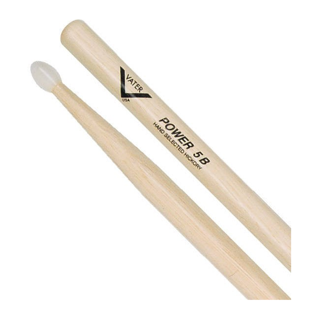 Vater American Hickory Power 5B Nylon — Baguettes de batterie en hickory, pointe en nylon