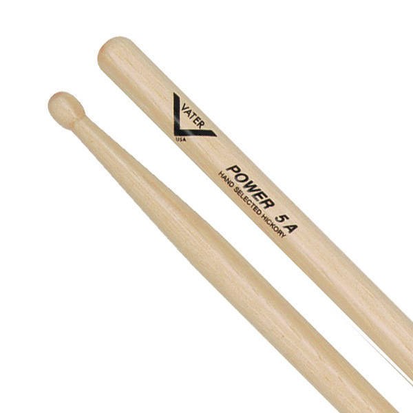 Vater American Hickory Power 5A Drumsticks — Wood Tip