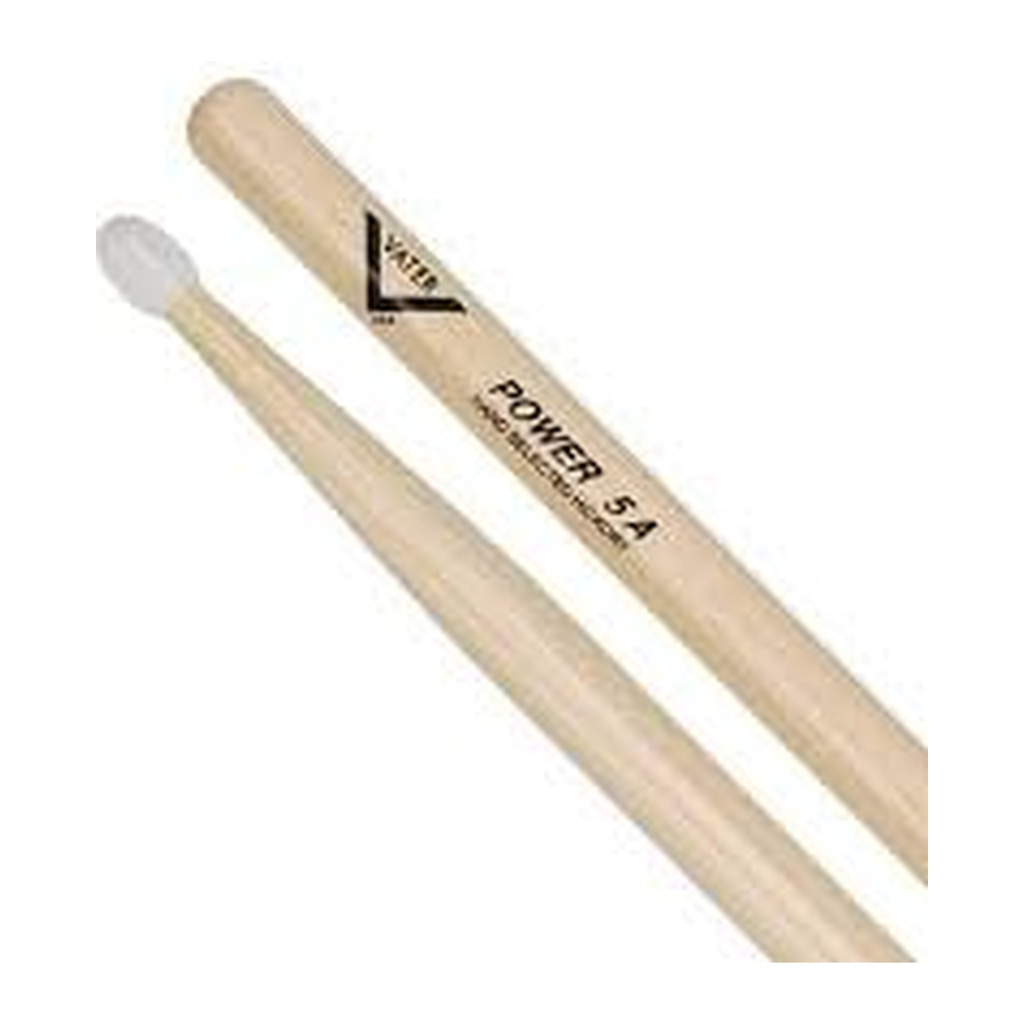Vater American Hickory Power 5A Nylon — Baguettes de batterie en hickory, pointe en nylon