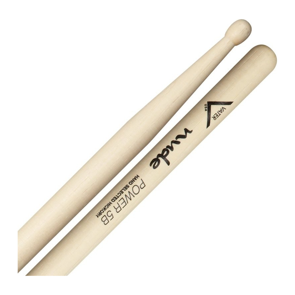 Vater Nude Power 5B Drumsticks — Wood Barrel Tip, Unfinished Hickory
