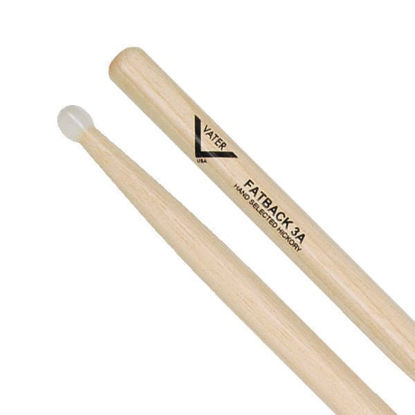 Vater American Hickory Fatback 3A — Baguettes de batterie en hickory, pointe en nylon
