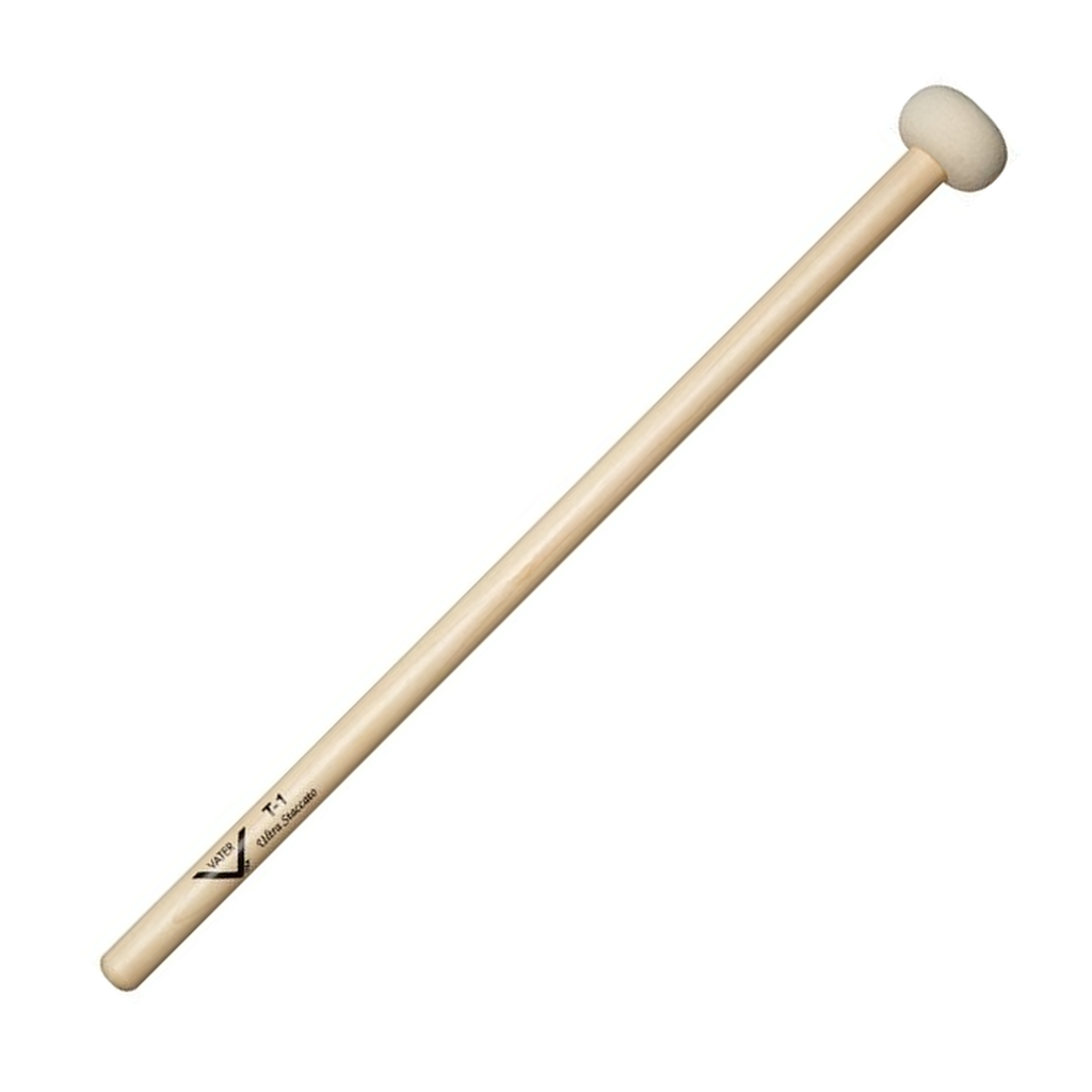 Vater T1 Ultra Staccato — Mailloche de timbale à feutre dur, manche droit