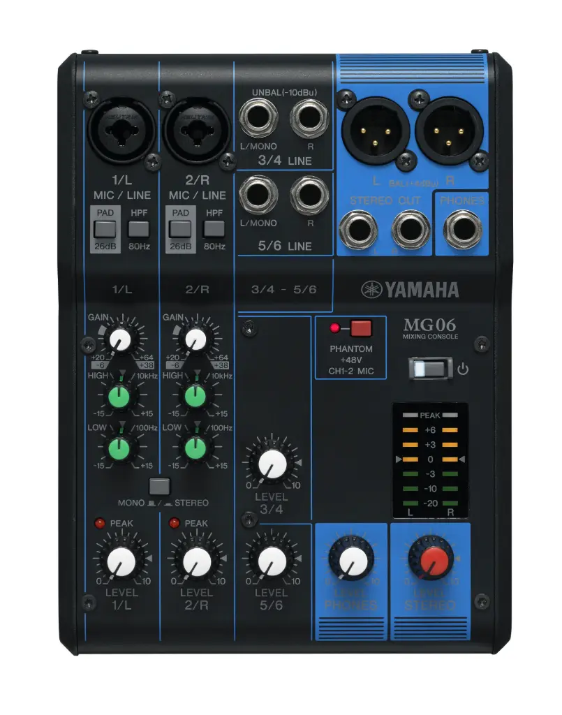 Yamaha MG06 - Console de Mixage Analogue - 6 Entrées (Usagé)
