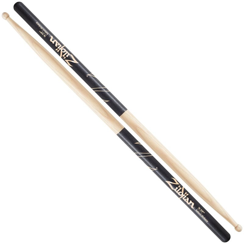 Zildjian 7A DIP Hickory Drumsticks with Grip Coating, Round Tip