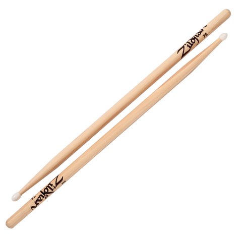 Zildjian 7A Nylon Hickory Drumsticks, Round Nylon Tip