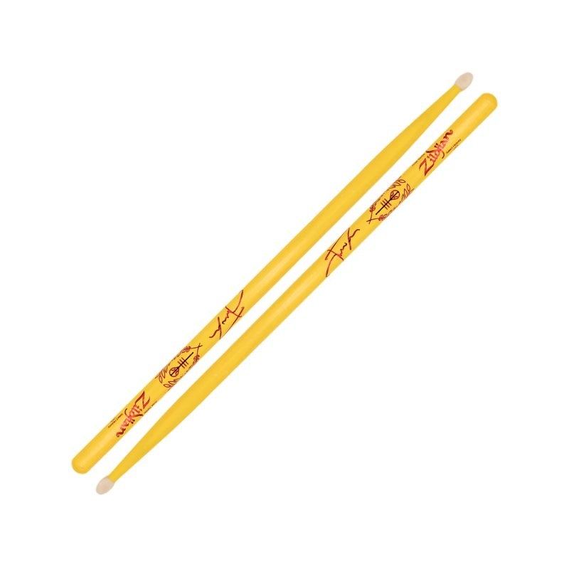 Zildjian Josh Dun Clancy Yellow Artist Series, baguettes de batterie jaunes en hickory, pointe ovale