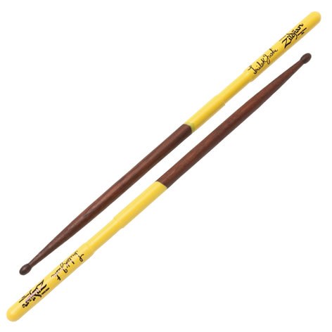 Zildjian Trilok Gurtu Artist Series, baguettes de batterie en hickory avec encoche et DIP jaune