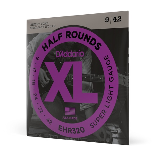[EHR320] D'Addario EHR320 - Cordes Demi-Rond Guitare Électrique [Super Light 9-42]