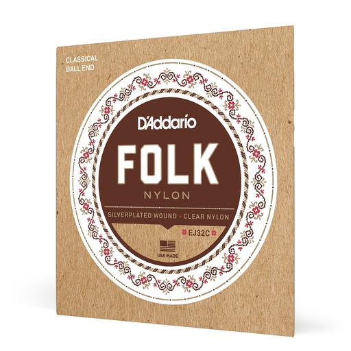 [EJ32C] D'Addario EJ32C - Nylon Folk Strings [Ball End]