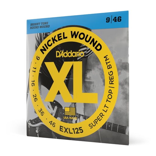 [EXL125] D'Addario EXL125 - Cordes Guitare Électrique [Super Light Top/Regular Bottom]