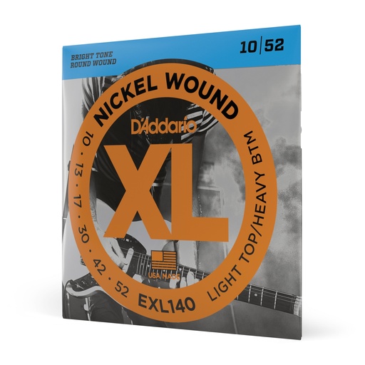 [EXL140] D'Addario Strings - EXL140 - D'Addario Cordes en nickel pour guitare électrique D'Addario EXL140, Light Top/Heavy Bottom, 10-52, 1 Jeux
