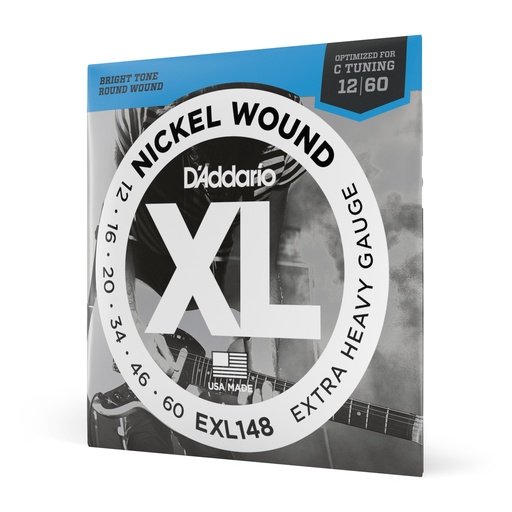 [EXL148] D'Addario EXL148 - Cordes Guitare Électrique [Extra Heavy 12-60]