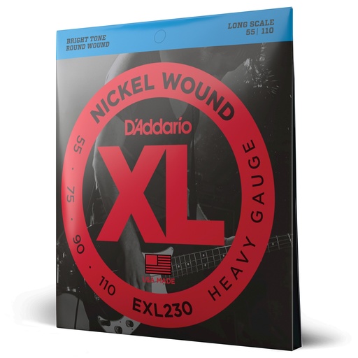 [EXL230] D'Addario Strings - EXL230 - D'Addario Cordes en nickel pour basse D'Addario EXL230, Heavy, 55-110, cordes longues