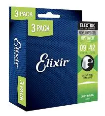 [16550X] Elixir Cordes Électrique 9-42 Optiweb 3 Pack