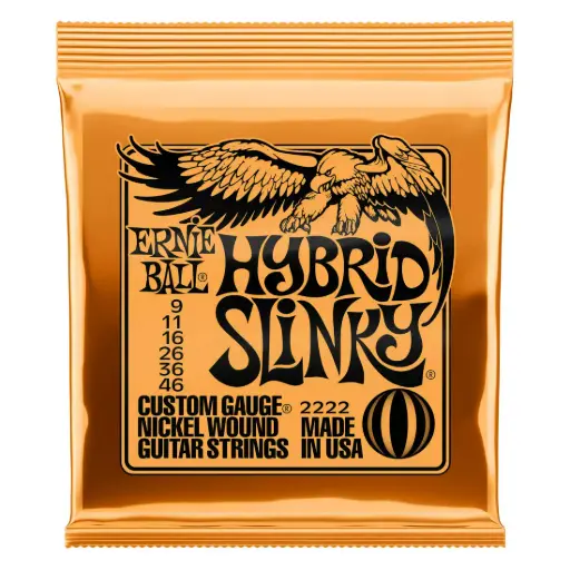 [2222EB] Ernie Ball Hybrid Slinky 9-46 - Cordes Guitare Électrique - Polyvalence et Tonalité
