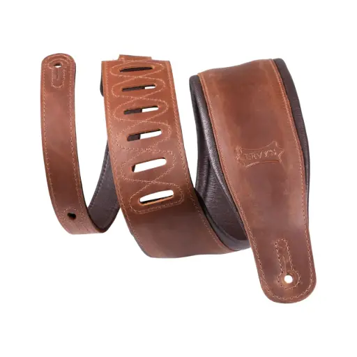 [PM32BH-BRN] Levys Courroie 3.5" Cuir Coussiné Brun Foncé