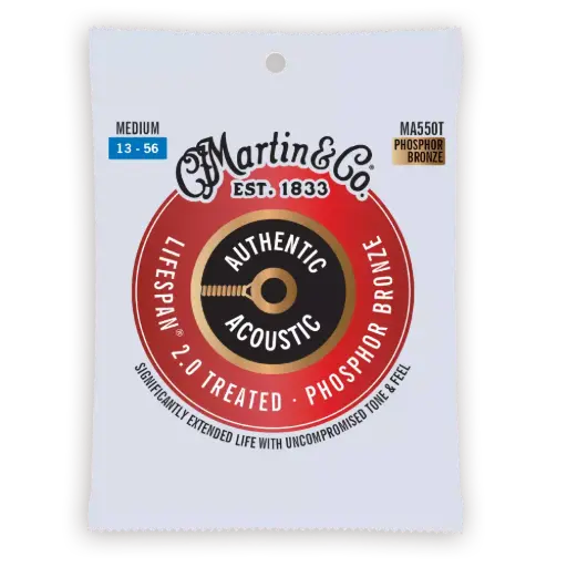 [41Y18MA550T] Martin Cordes Authentic 92/8 Phosphor Bronze Lifespan 13-56 - Cordes Guitare Acoustique
