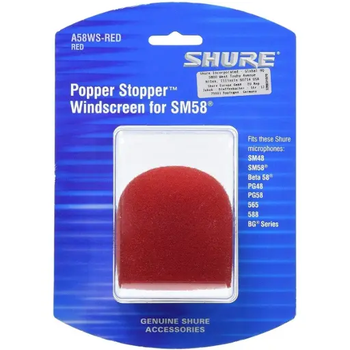 [A58WS-RED] Shure A58WS-RD Bonnette Anti-Vent pour Mic Sphèrique Rouge