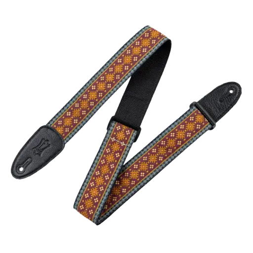 [M8HT-26] Levy's Red Aztec Hootenanny - Courroie de Guitare - Style et Confort