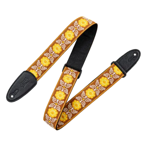 [M8HT-27] Levy's M8HT-27 - Courroie Guitare - Fleur Jaune