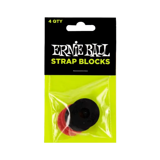 [4603EB] Ernie Ball Bloqueurs de sangles Paquet de 4-Noir/Rouge
