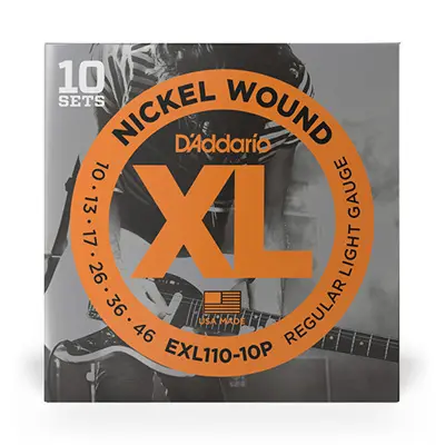 [EXL110-10P] D'addario EXL110-10P Cordes pour Guitare Électrique 10-46 Paquet de 10 jeux