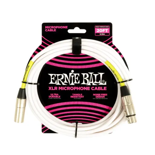 [po6389] Ernie Ball Cable pour Microphone Blanc 20